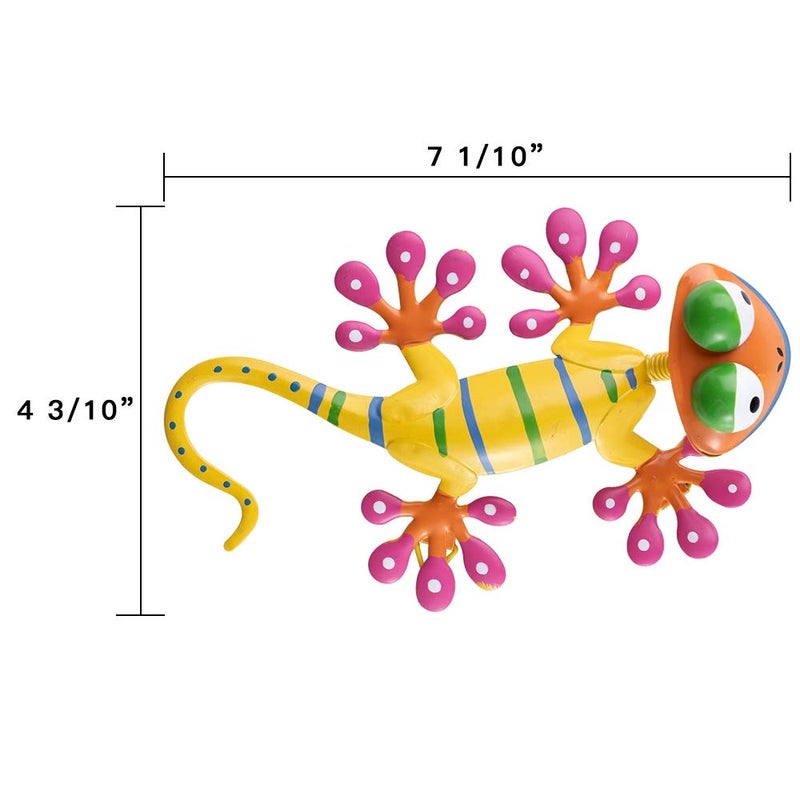 hogardeck Metal Gecko Outdoor Wall Decor  4 Pack Lizard Art Garden Sculptures & Statues with Shaking Head Spring Decor for Front Yard Fence Patio - Image 2